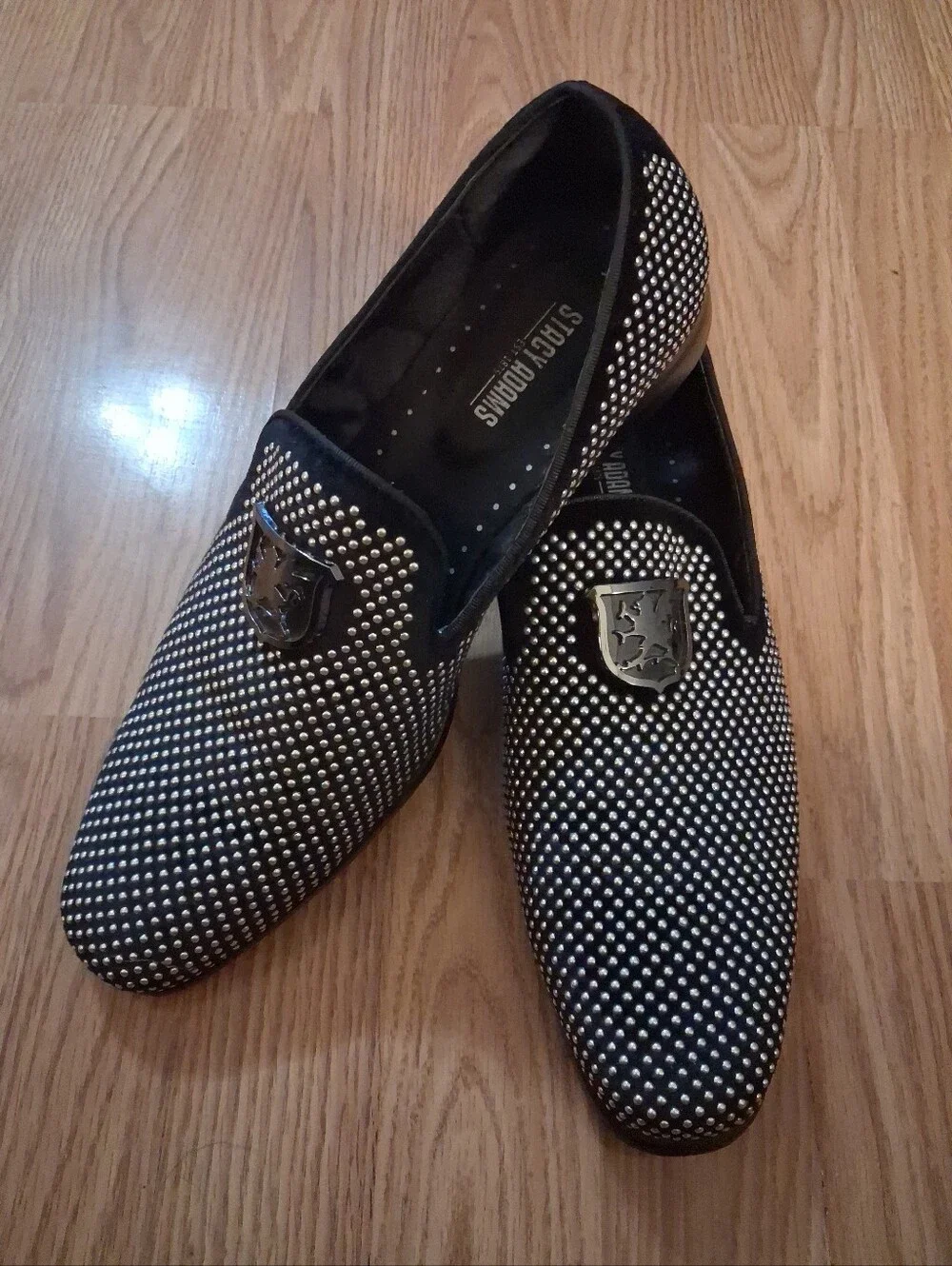 STACY ADAMS Black Loafers with Silver Studs.  Mens. Size 10.5 M.